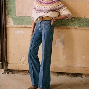 NWT Sézane Augusto Trousers in Denim Blue Size 26